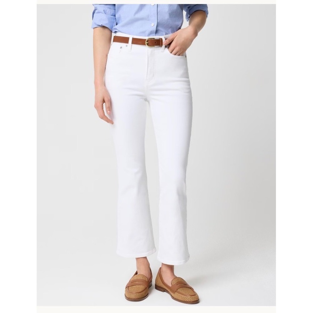 J.Crew Ankle Flare Jeans Womens 30 White NEW High Rise Stretch CQ509 Ankle Flare